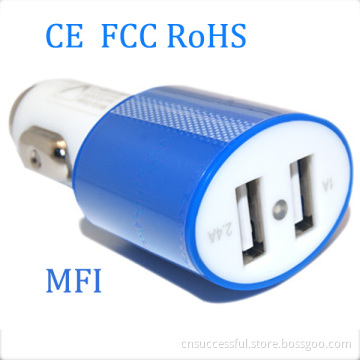 CE FCC RoHS Mfi USB Car Charger Adapter for iPhone iPad